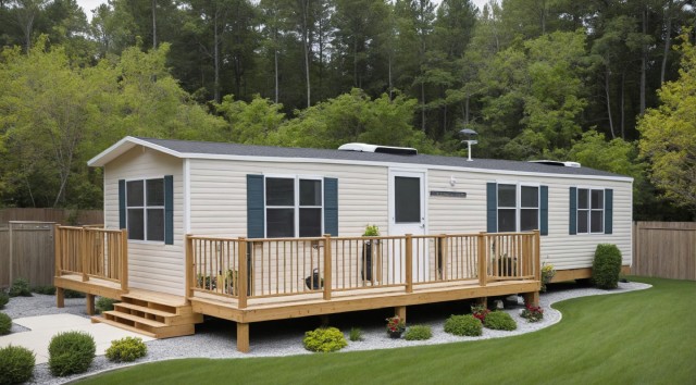 manufactured home with a wrap-around porch