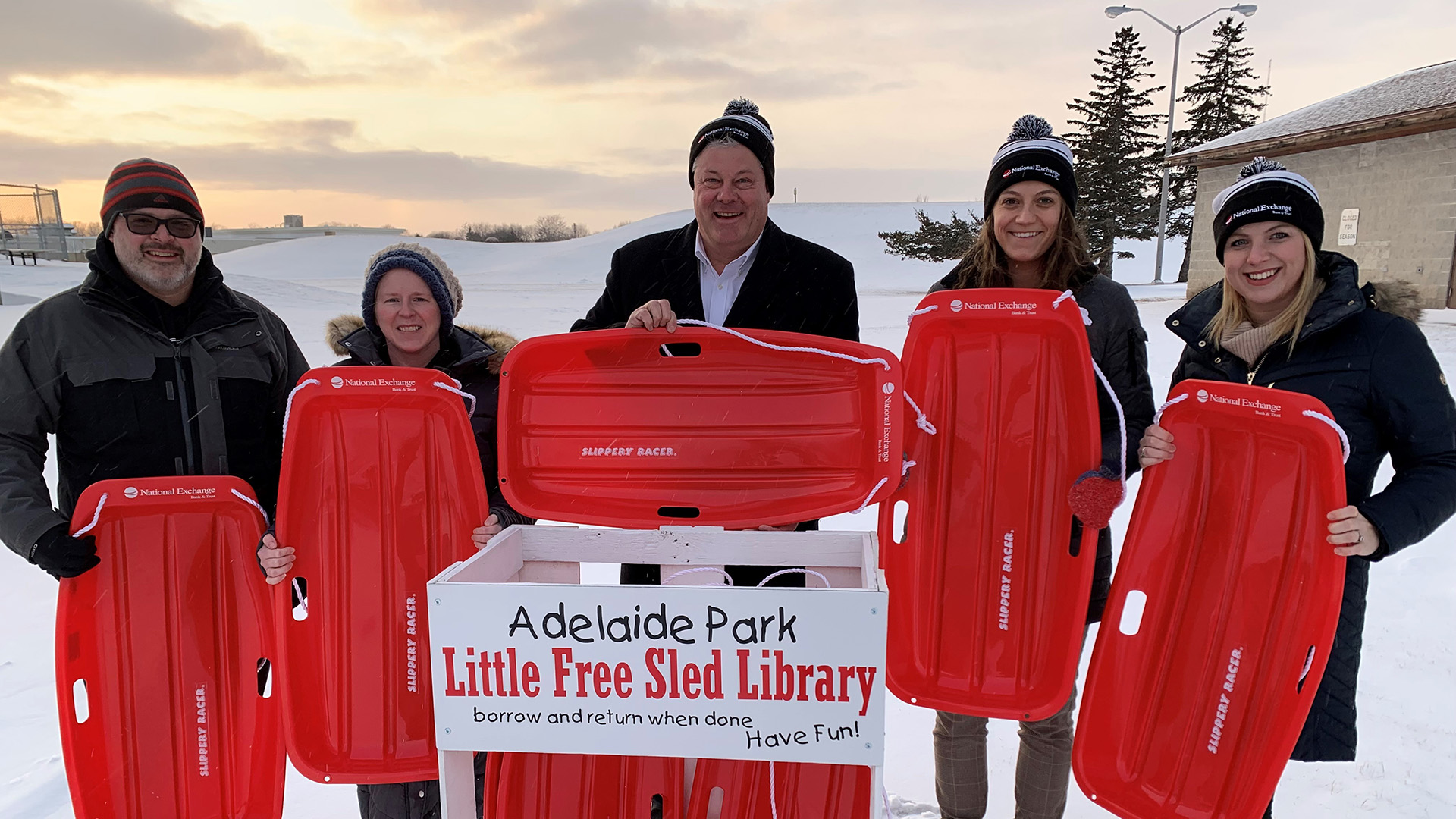 Sled Donation to Fond du Lac Park - National Exchange Bank