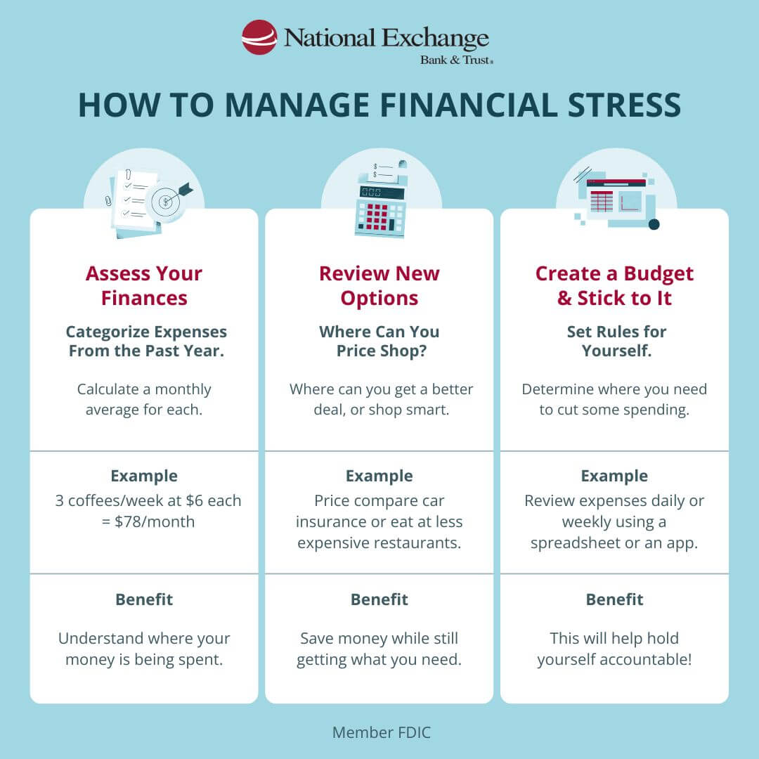 how to manage financial stress infographic