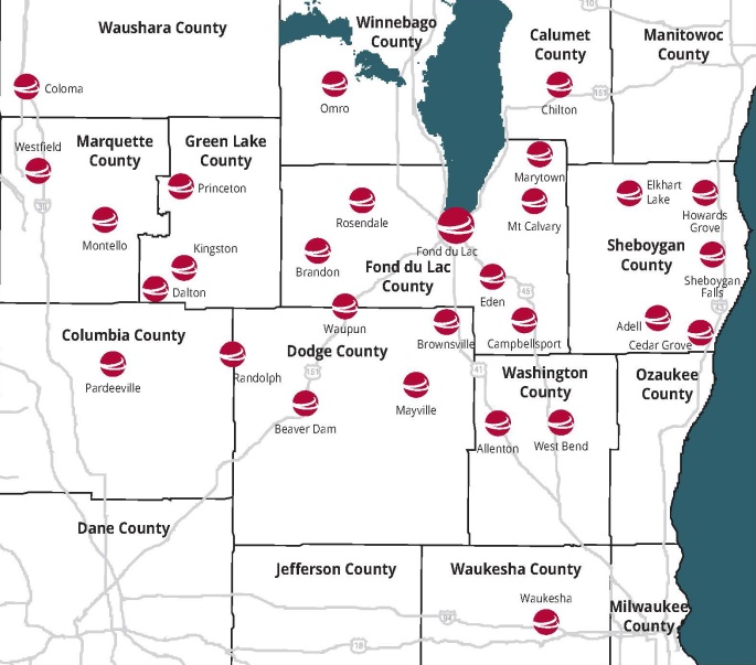 map showing NEBAT locations
